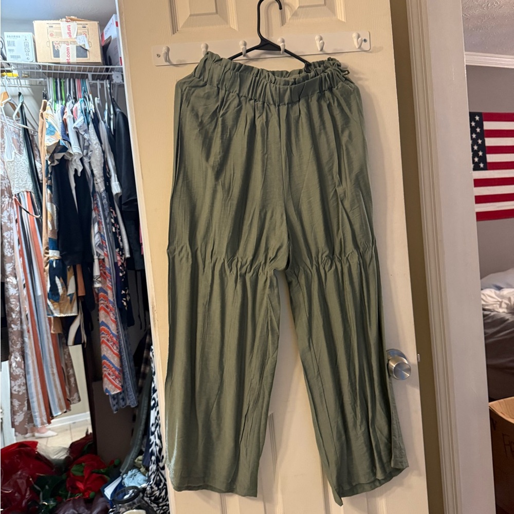 SHEIN Green Wide Leg Jumpsuit with Elastic Waist